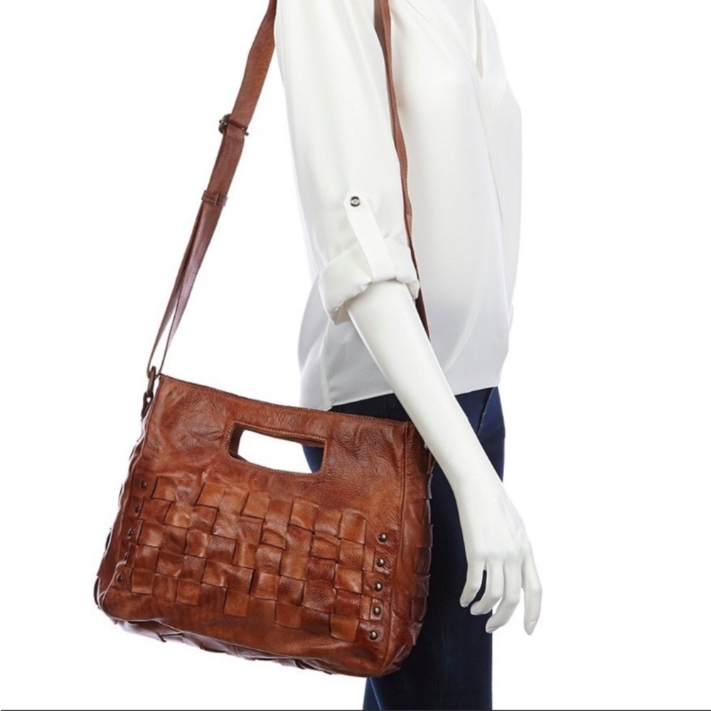 BED|STU Woven Leather Crossbody Bag in Cognac Tan - Picture 11 of 16